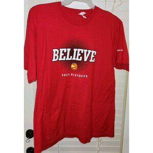 Believe 2021 Playoffs ATLANTA HAWKS  Mens Red Short Sleeve T-Shirt Size XL....B8